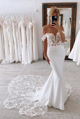 Bmbridal Amazing Lace Wedding Dress Mermaid Off-the-Shoulder